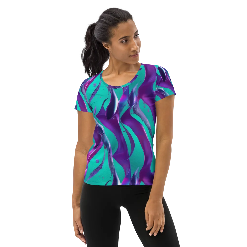 Deep-sea Ribbons on Women's Athletic T-Shirt — Front