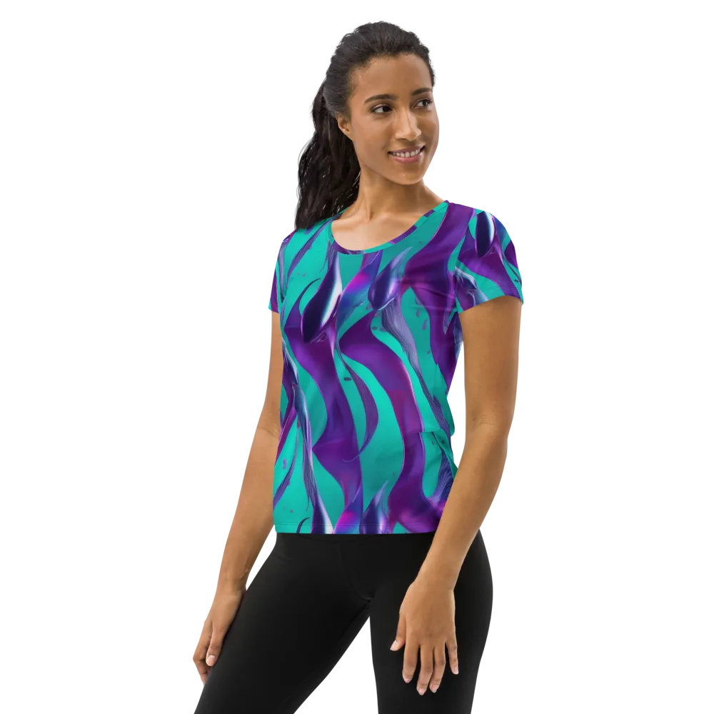 Deep-sea Ribbons on Women's Athletic T-Shirt — Left