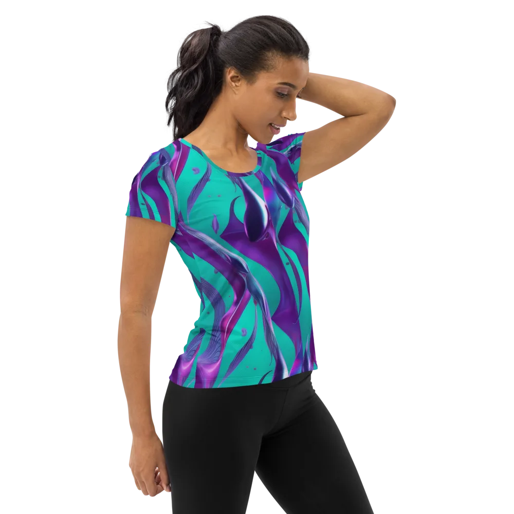 Deep-sea Ribbons on Women's Athletic T-Shirt — Right