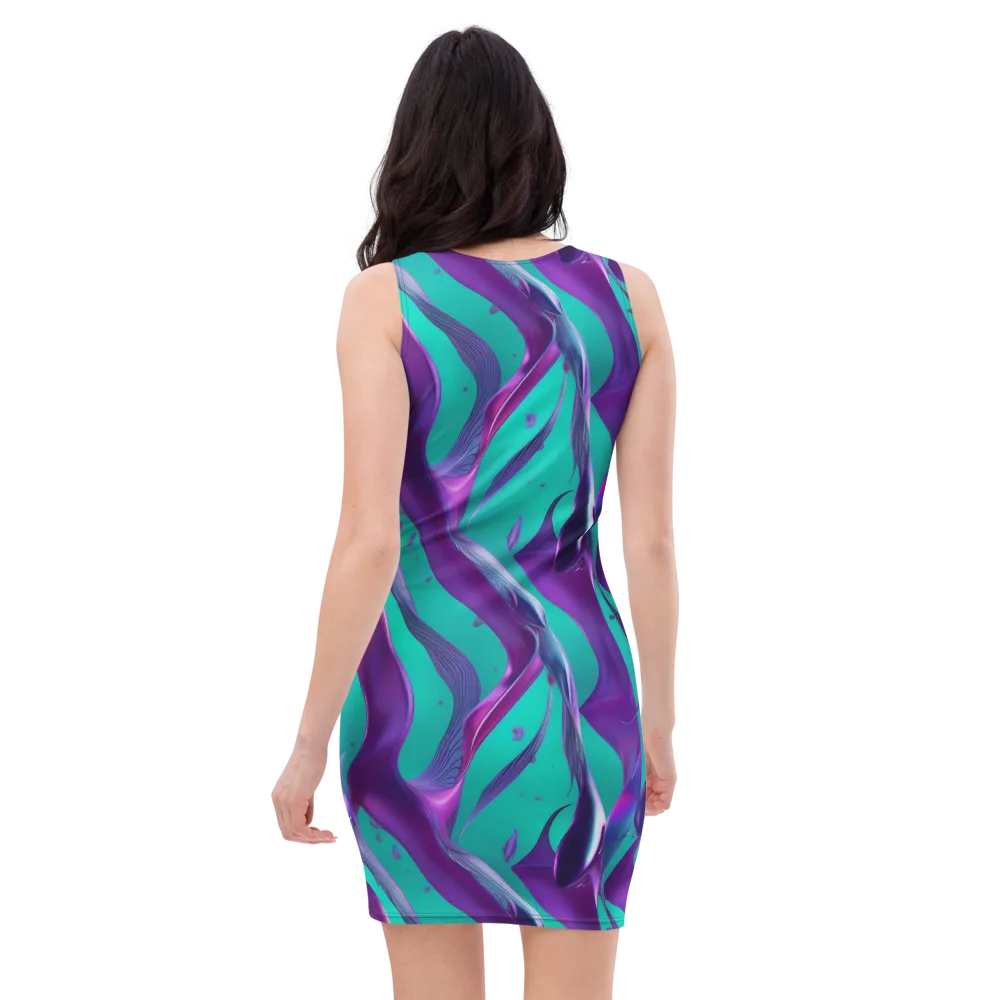 Deep-sea Ribbons on Bodycon Dress — Back