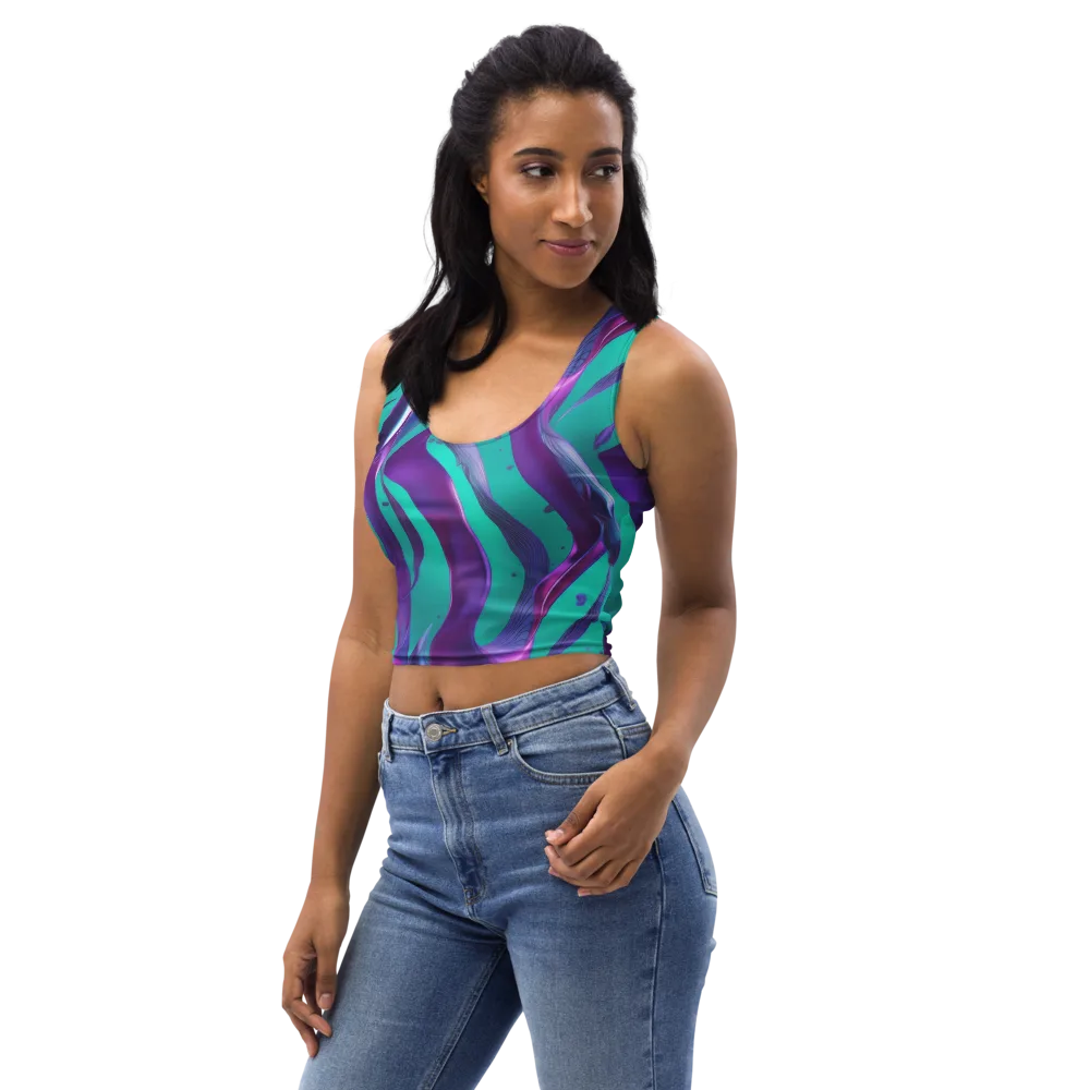Deep-sea Ribbons on Crop Top — Left Front