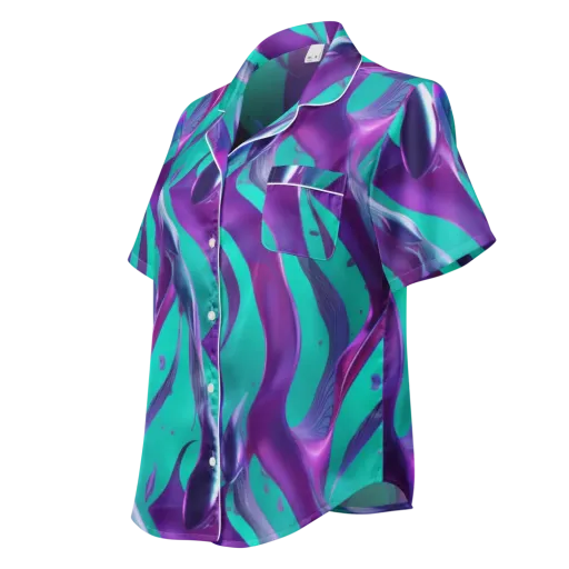 Deep-sea Ribbons on a Women's Short Sleeve Pajama Top
