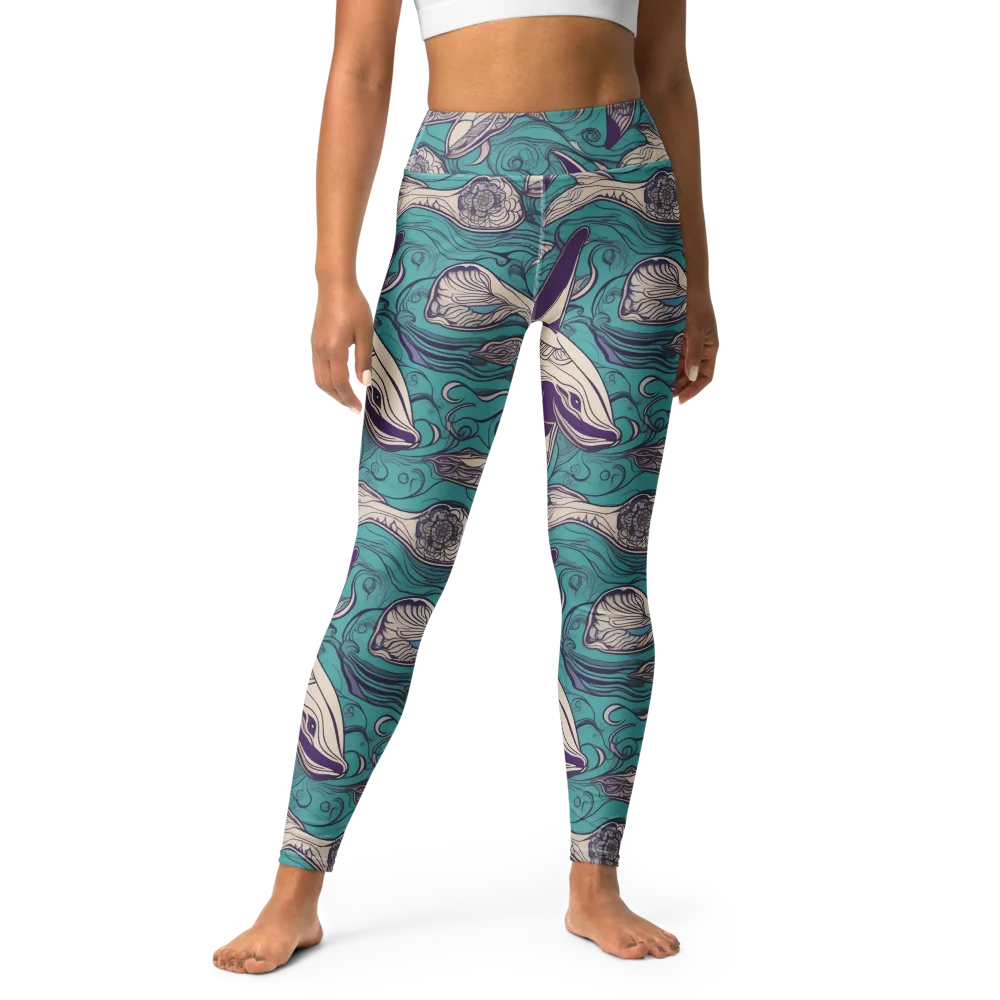 Turquoise Leviathan on Yoga Leggings — Front