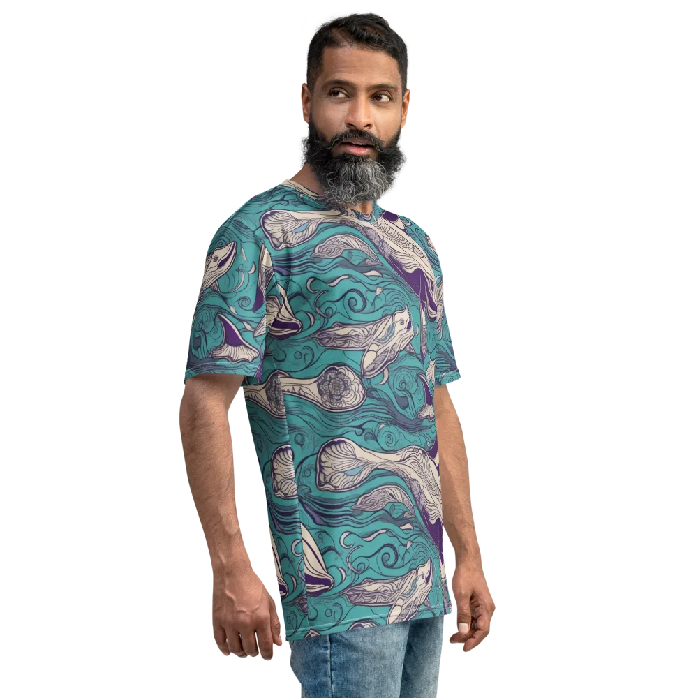 Turquoise Leviathan on Men's Crew Neck T-Shirt — Right