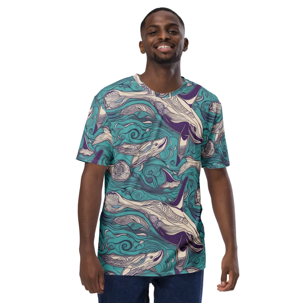 Turquoise Leviathan on Men's Crew Neck T-Shirt — Front