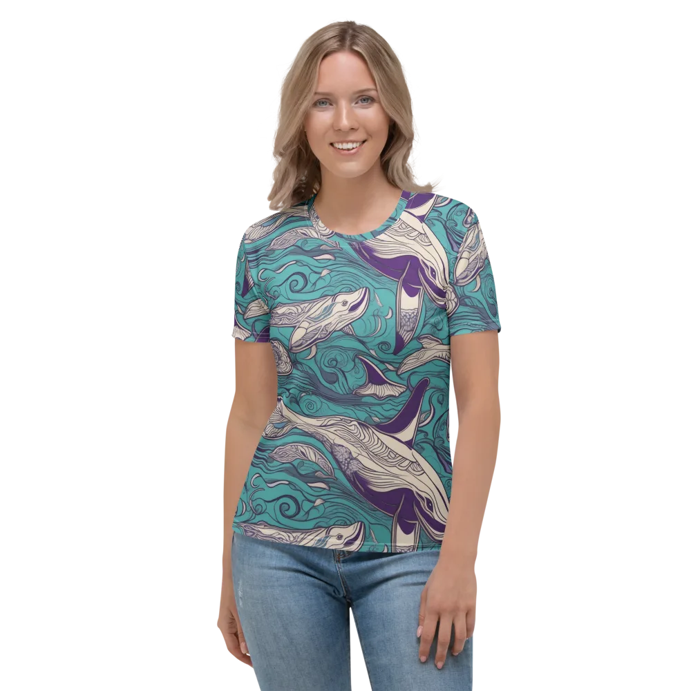 Turquoise Leviathan on Women's Crew Neck T-Shirt — Front