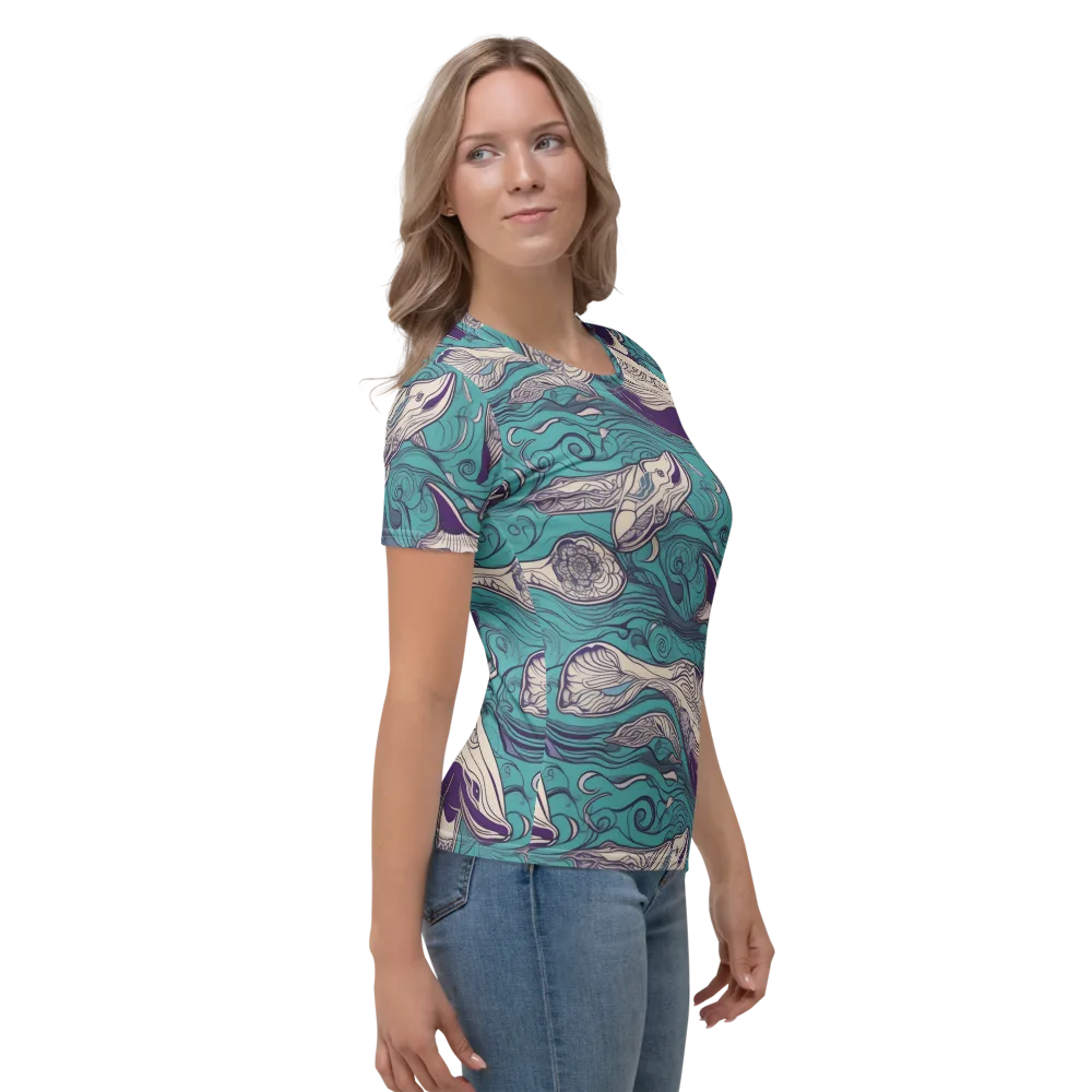 Turquoise Leviathan on Women's Crew Neck T-Shirt — Right