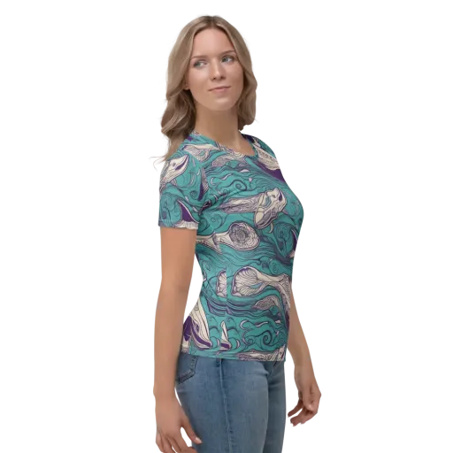 Turquoise Leviathan on a Women's Crew Neck T-Shirt