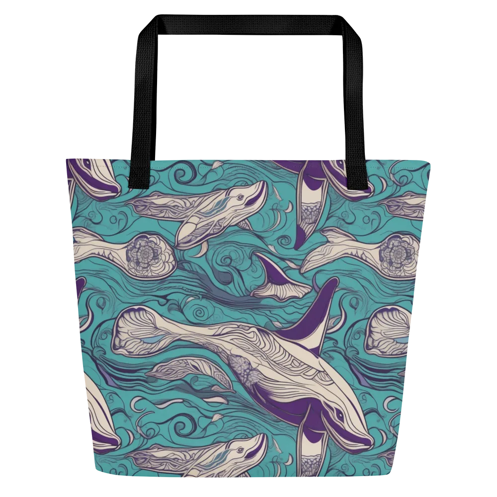 Turquoise Leviathan on Large Tote Bag W/ Pocket — Front