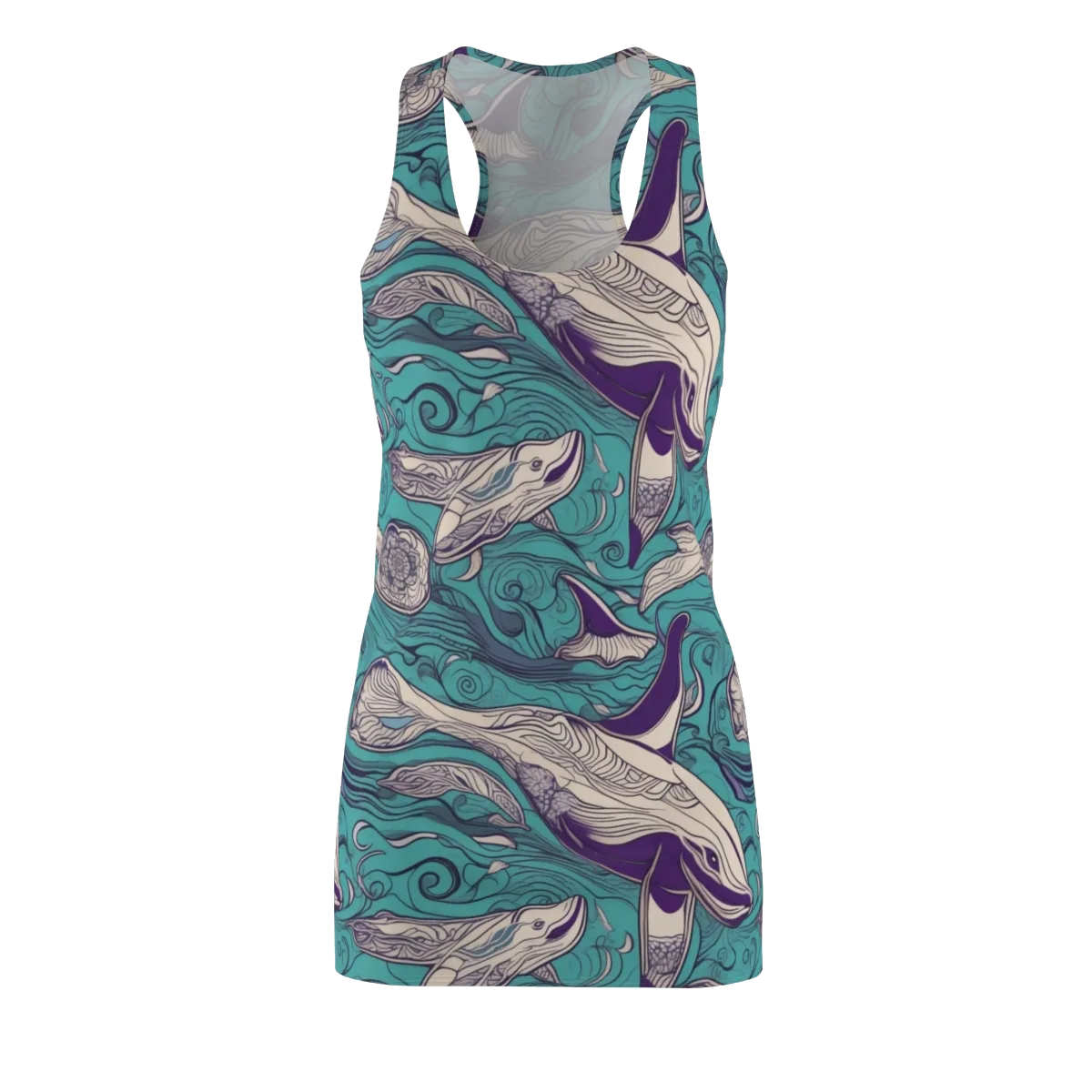 Turquoise Leviathan on Racerback Dress — Front