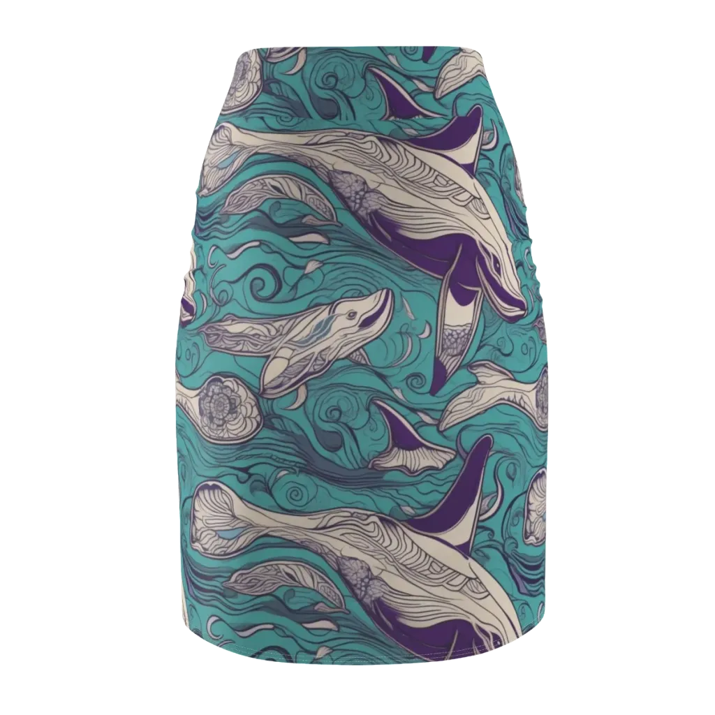 Turquoise Leviathan on Pencil Skirt — Back