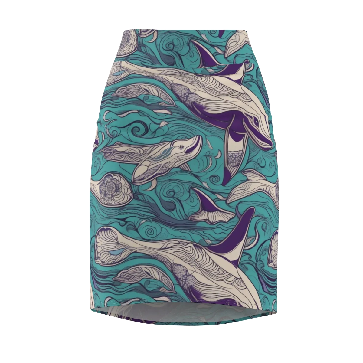 Turquoise Leviathan on Pencil Skirt — Front