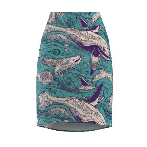 Turquoise Leviathan on a Pencil Skirt