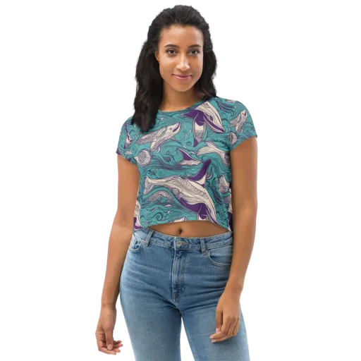 Turquoise Leviathan on a Crop Tee