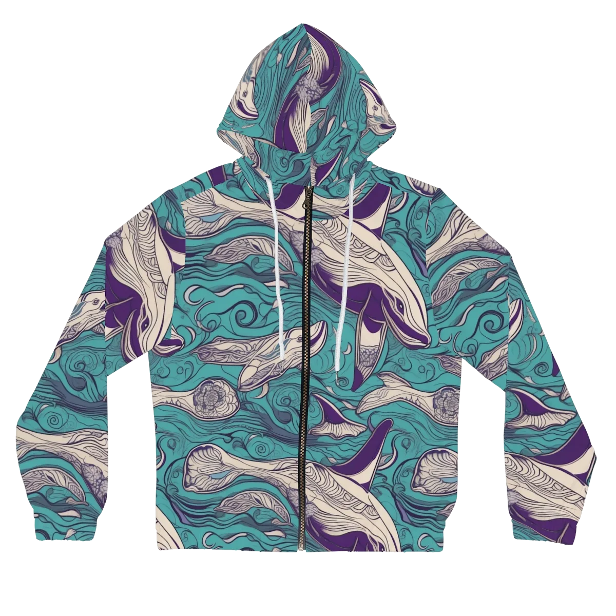 Turquoise Leviathan on Women's Full-Zip Hoodie — Front