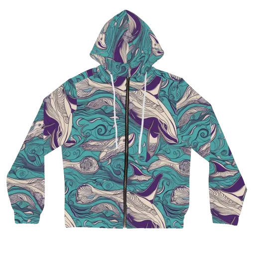 Turquoise Leviathan on a Women's Full-Zip Hoodie