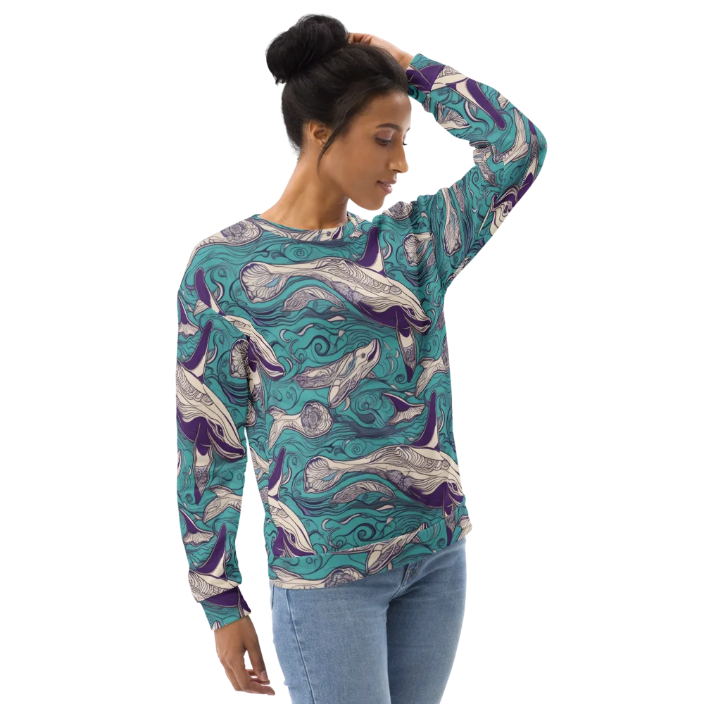 Turquoise Leviathan on Sweatshirt — Right Front