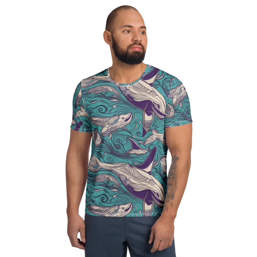 Turquoise Leviathan on Men's Athletic T-Shirt — Front