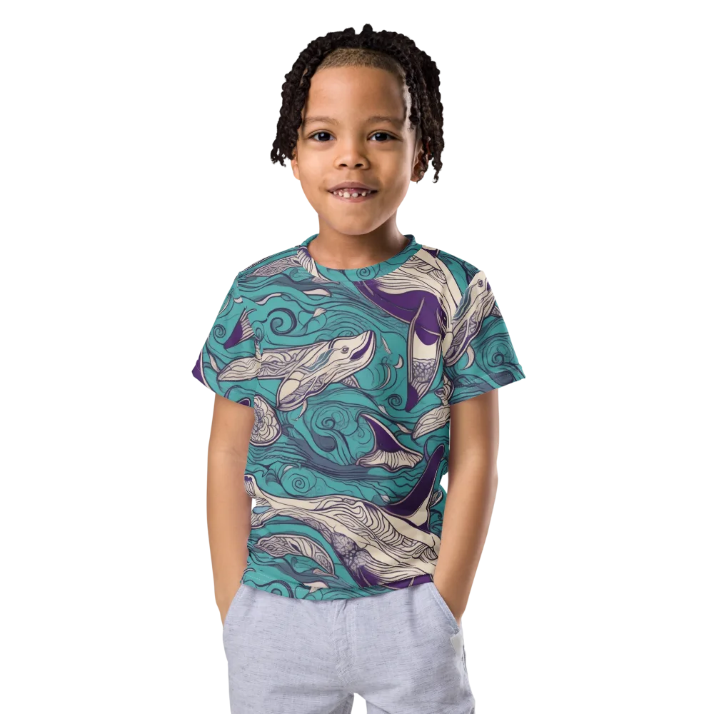 Turquoise Leviathan on Kids Crew Neck T-Shirt — Front