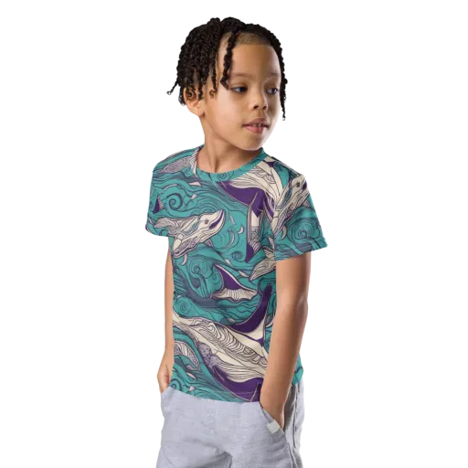 Turquoise Leviathan on a Kids Crew Neck T-Shirt