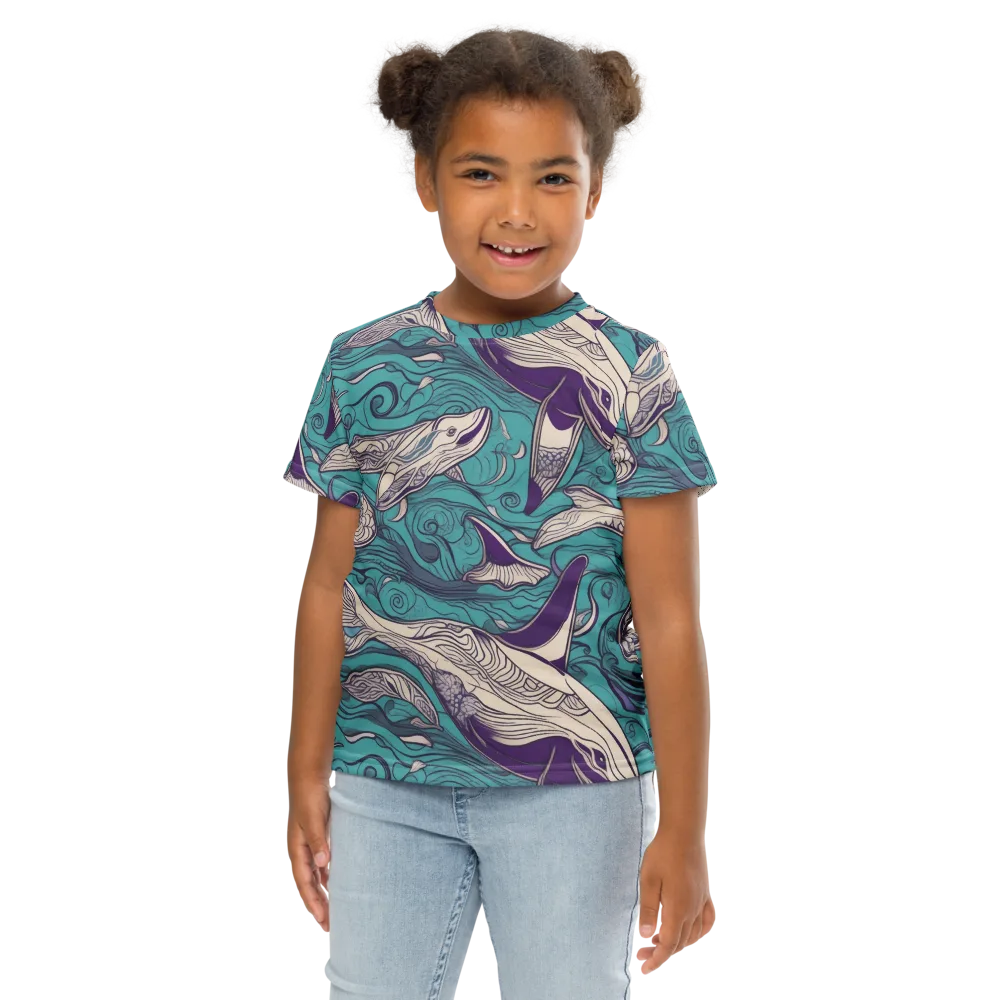 Turquoise Leviathan on Kids Crew Neck T-Shirt — Front