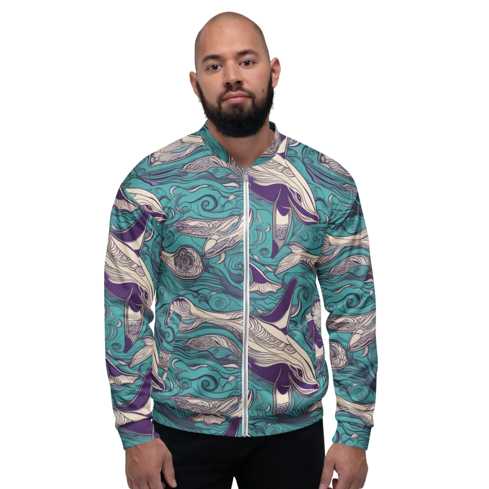 Turquoise Leviathan on Bomber Jacket — Front