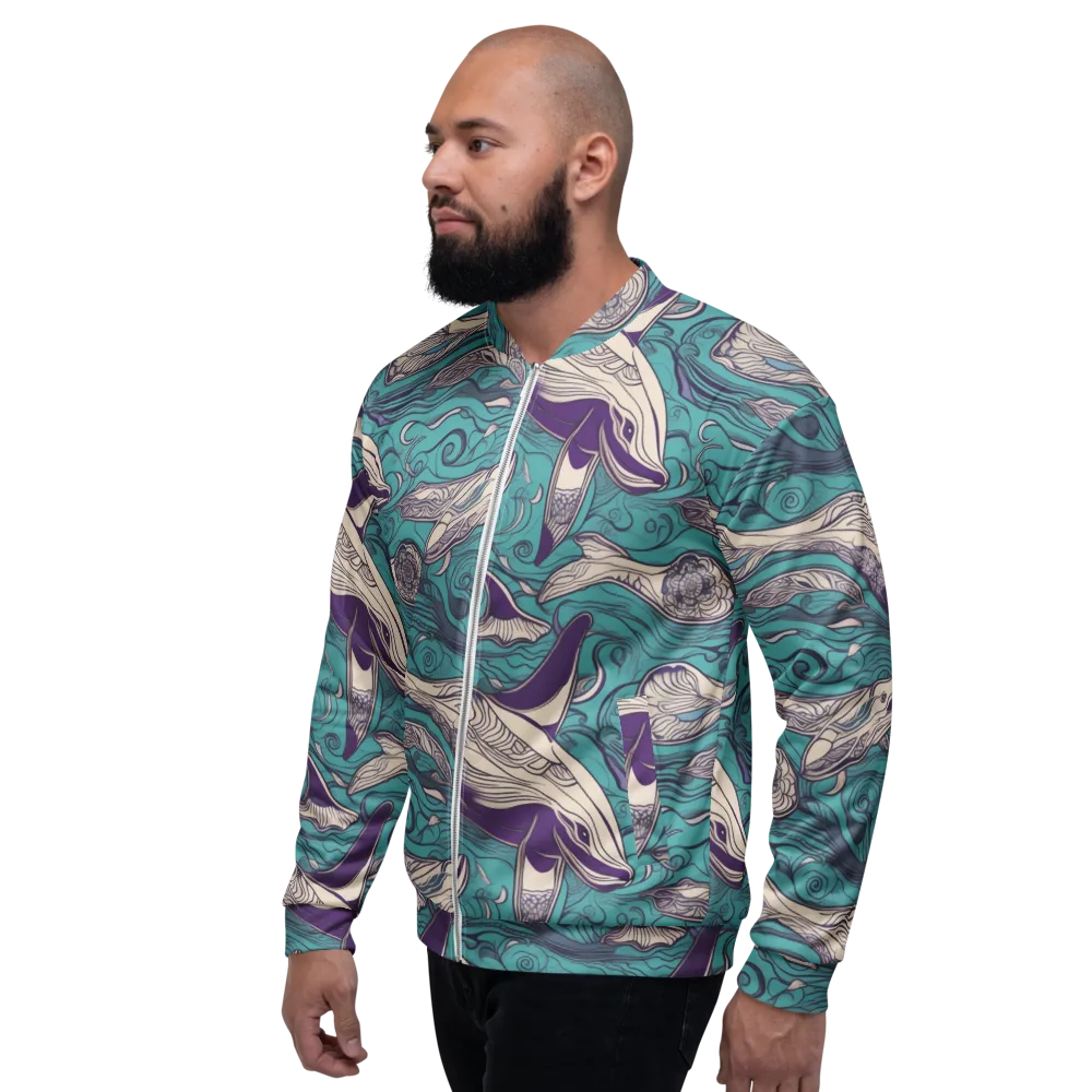 Turquoise Leviathan on Bomber Jacket — Left