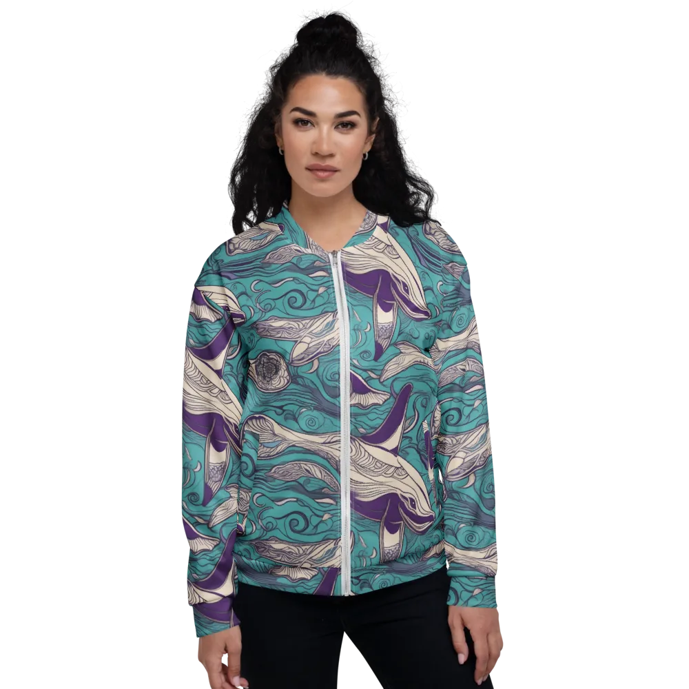 Turquoise Leviathan on Bomber Jacket — Front