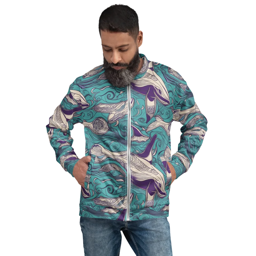 Turquoise Leviathan on Bomber Jacket — Front
