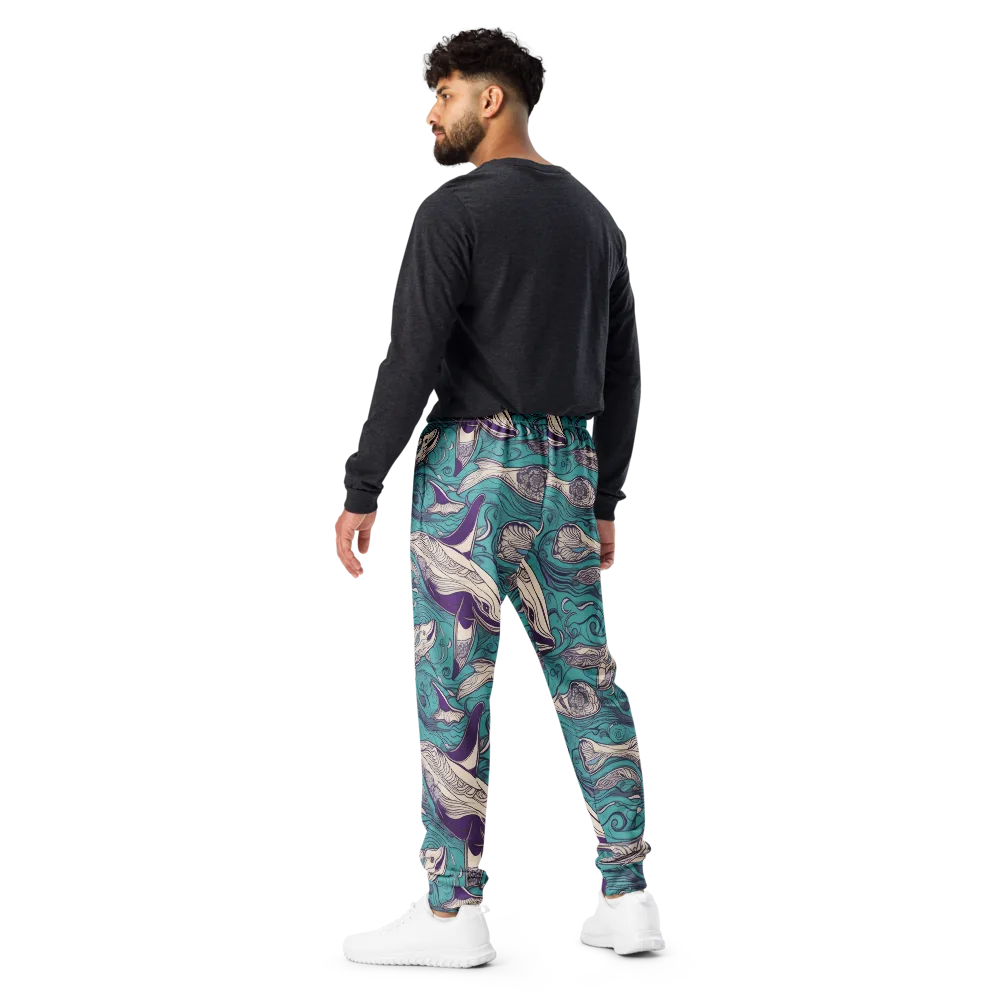 Turquoise Leviathan on Men's Joggers — Back