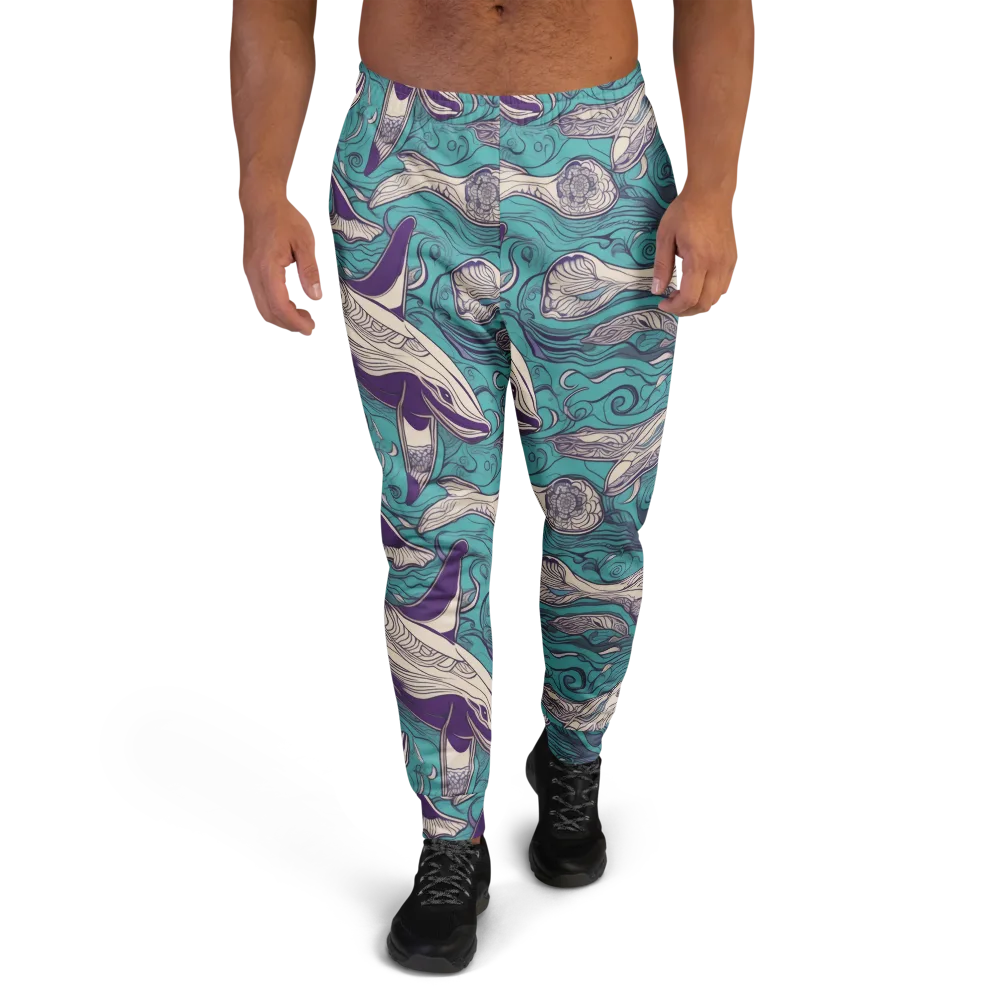 Turquoise Leviathan on Men's Joggers — Front