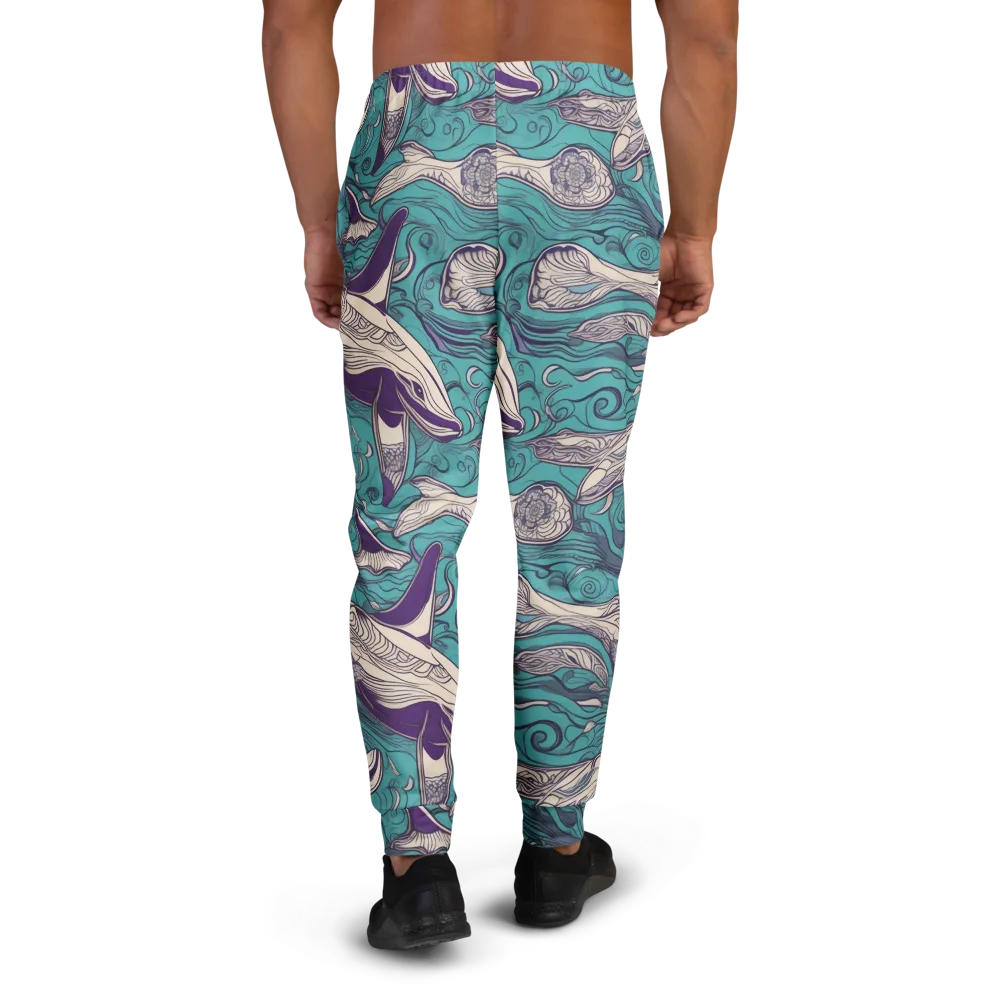 Turquoise Leviathan on Men's Joggers — Back