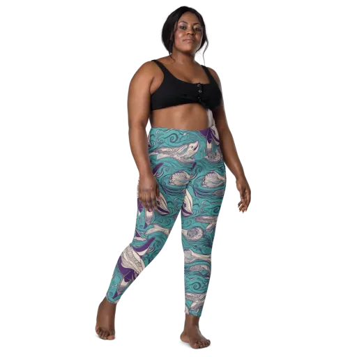 Turquoise Leviathan on a Leggings with Pockets