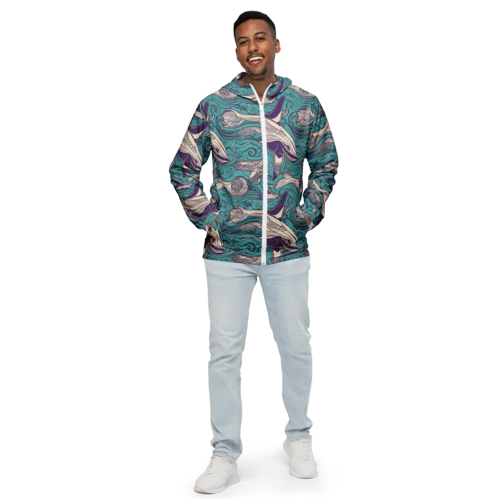 Turquoise Leviathan on Men's Windbreaker — Front
