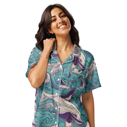 Turquoise Leviathan on a Women's Short Sleeve Pajama Top