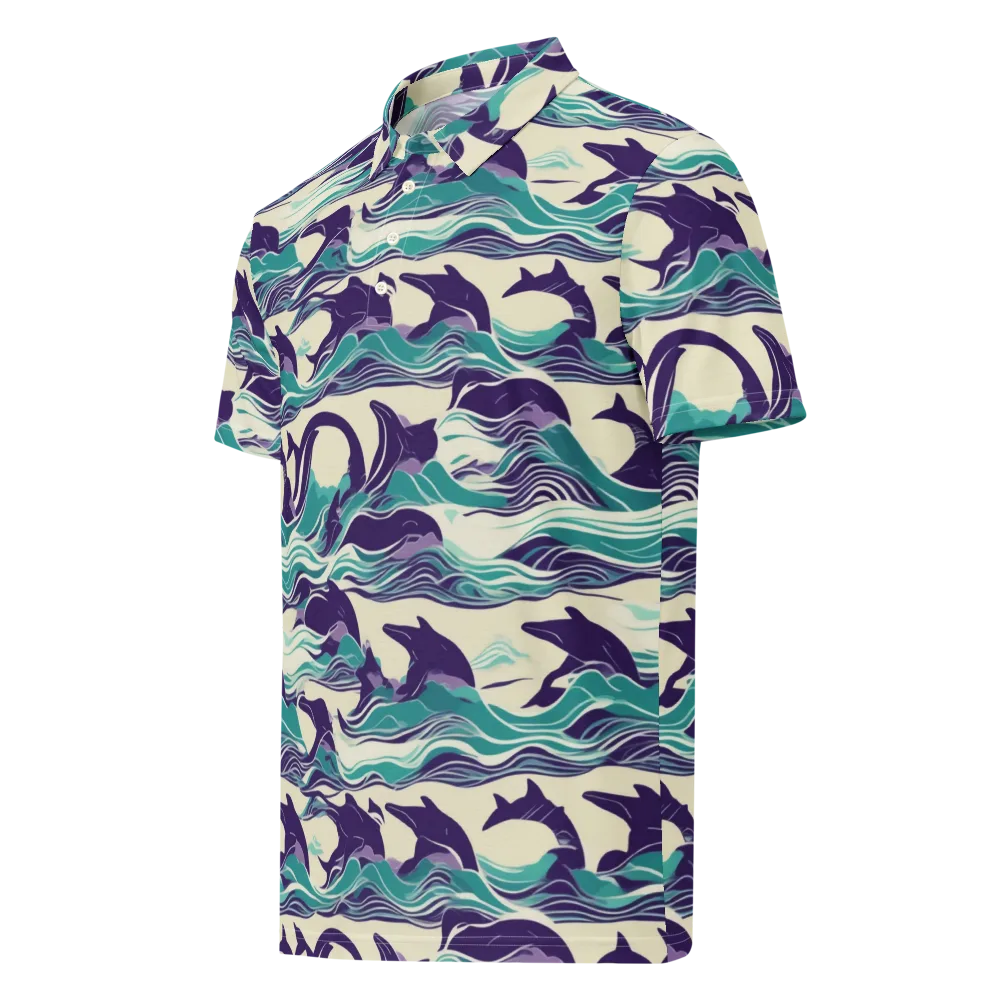 Cerulean Leap on Men's Slim Fit Polo Shirt — Left Front
