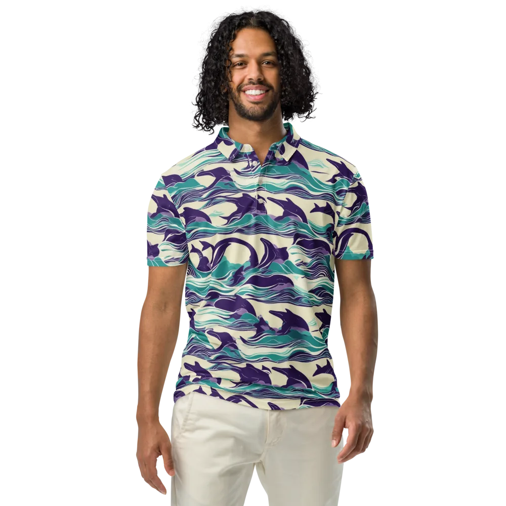 Cerulean Leap on Men's Slim Fit Polo Shirt — Front