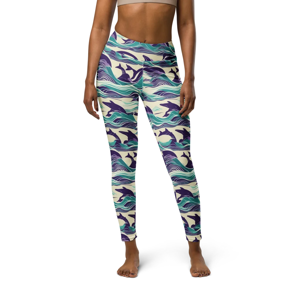 Cerulean Leap on Yoga Leggings — Front