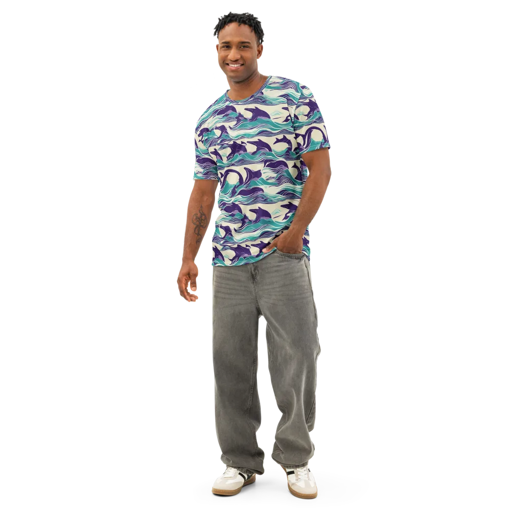 Cerulean Leap on Men's Cotton Crew Neck T-Shirt — Front