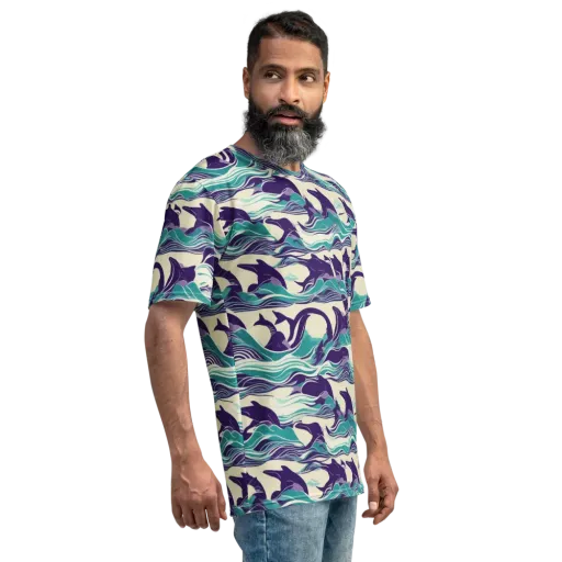 Cerulean Leap on a Men's Crew Neck T-Shirt