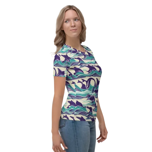 Cerulean Leap on a Women's Crew Neck T-Shirt