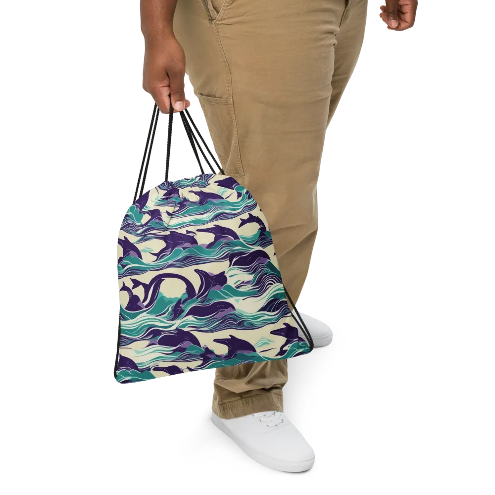 Cerulean Leap on Drawstring Bag — Front