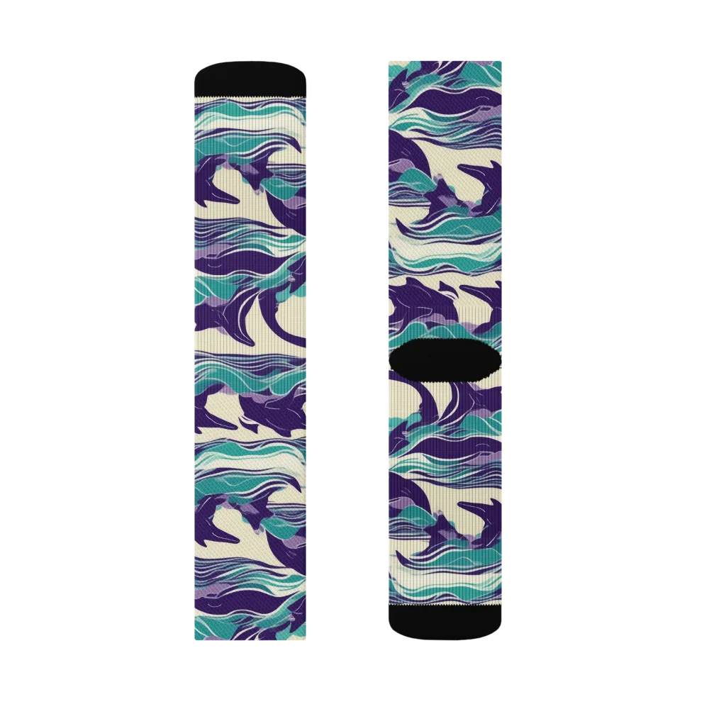 Cerulean Leap on Socks — Left Sock
