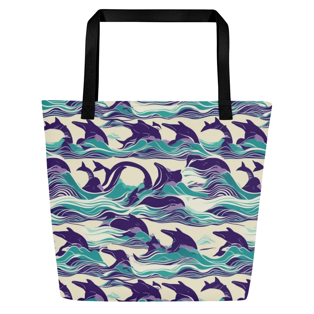 Cerulean Leap on Large Tote Bag W/ Pocket — Front
