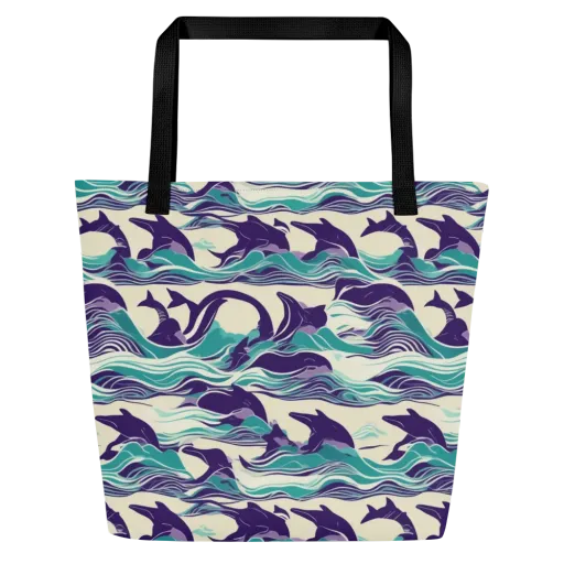 Cerulean Leap on a Large Tote Bag W/ Pocket