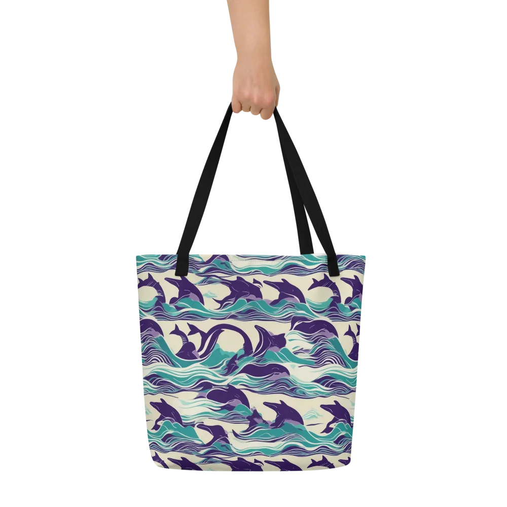 Cerulean Leap on Large Tote Bag W/ Pocket — Front