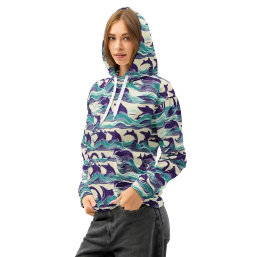 Cerulean Leap on a Cotton Hoodie