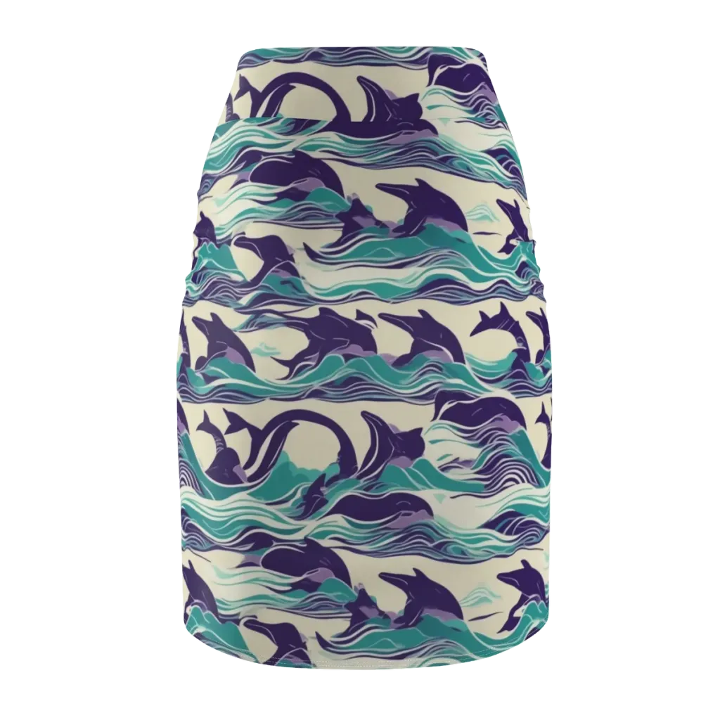 Cerulean Leap on Pencil Skirt — Back