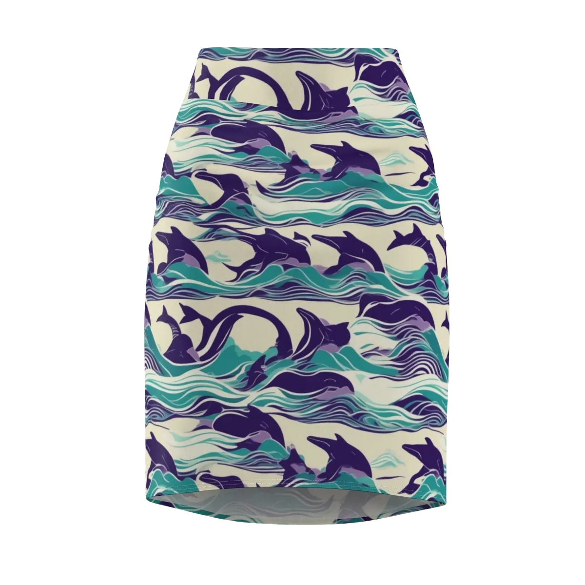 Cerulean Leap on Pencil Skirt — Front