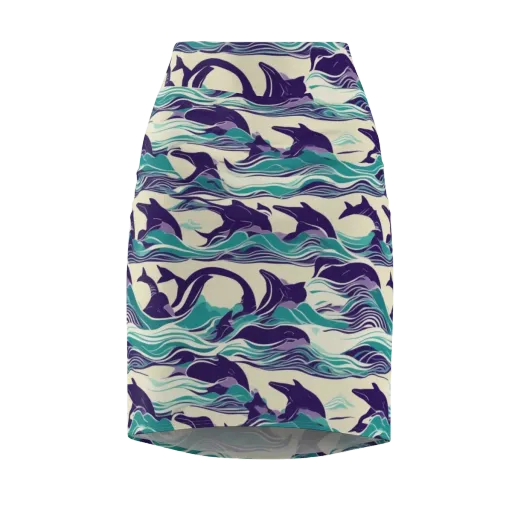Cerulean Leap on a Pencil Skirt